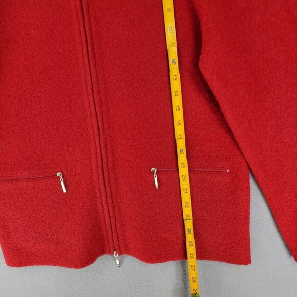 Alexandra Bartlett Cardigan Sweater Womens Size L Wool Fuzzy Red Zip Up Jacket - Picture 5 of 5